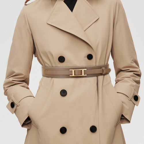 Genuine Leather Belt Women's Belt Decoration Matching Coat Waist Elastic Belt European and American Style Leather Trouser Belt Wholesale