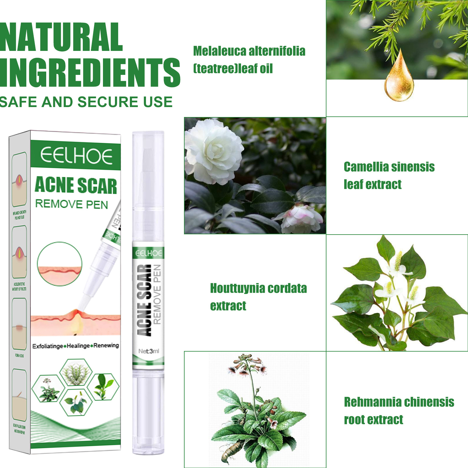 „EELHOE Ac Cleansing Pen“ valomasis pieštukas giliai valo odą, šviesina Ac randus ir atkuria užčiauptos burnos ertmės žaizdas._voghion.com