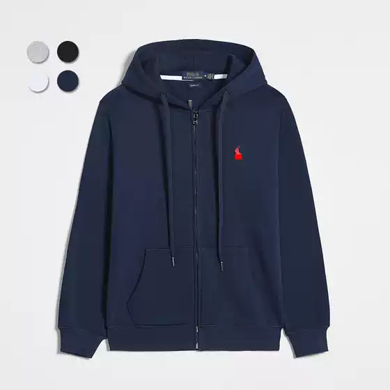 Cross-Border Exclusive Trendy Brand Polo Paul Men's Casual Pure Cotton Solid Color Pony Logo Embroidered Cardigan Hooded New Style