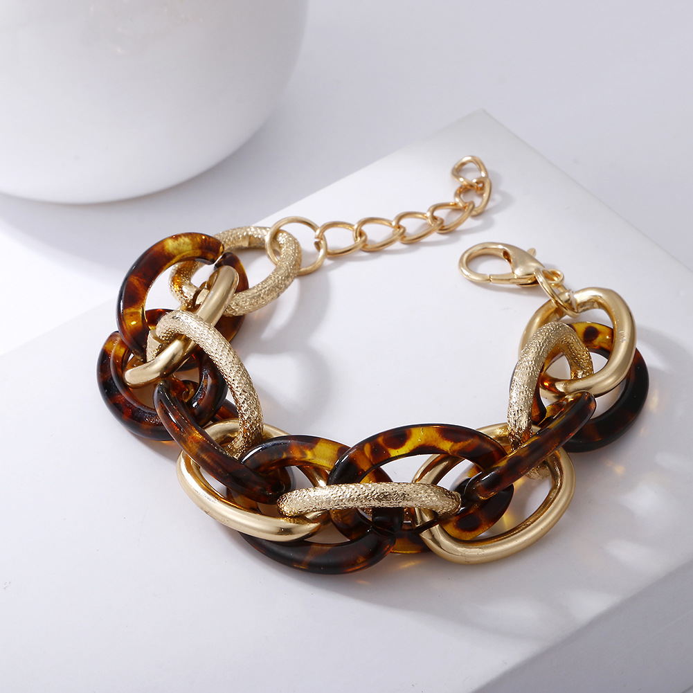 fashion multilayer metal acrylic splicing geometric braceletpicture4