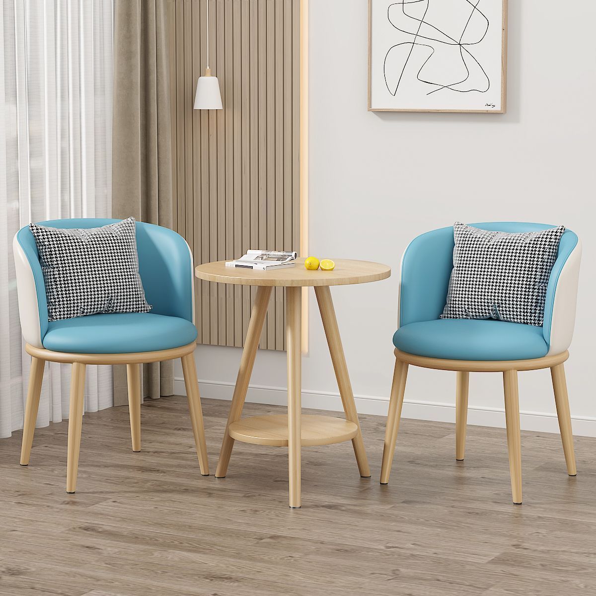 Balcón mesa y silla de ocio sala de estar combinación de mesa y silla de té de lujo ligero B & B Hotel Negociación Juego de tres piezas de mesa y silla de celebridades de Internet