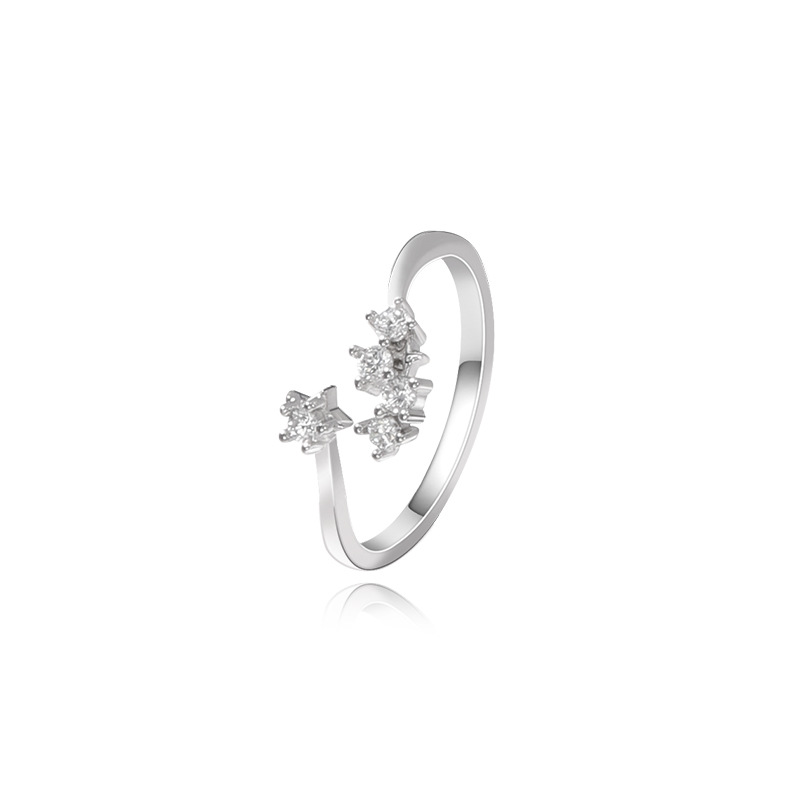S925 plata esterlina pequeña estrella anillo de diamante hembra luz abierta lujo simple diseño de nicho anillo de sentido de alto grado anillo de dedo índice