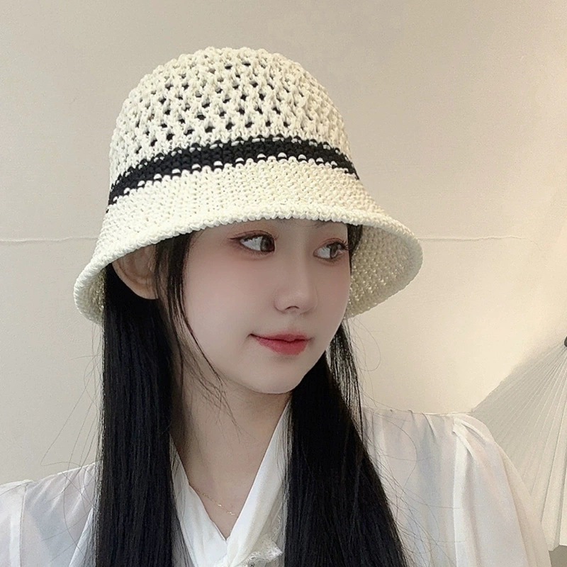 Bean pattern basin hat - rice black