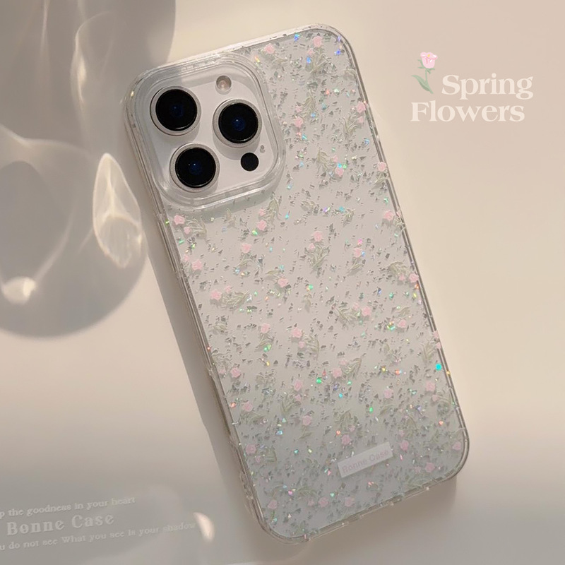 Gentle Pink Rose Suitable for Apple 17Promax Mobile Phone Case 15 Fresh Spring Iphone14 Glitter 11 Transparent Gentle Pink Rose Suitable for Apple 17Promax Mobile Phone Case 15 Fresh Spring Iphone14 Glitter 11 Transparent