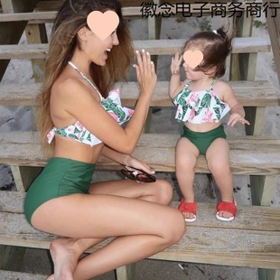 Two-Piece Swimsuit for Women and Children, Parent-Child Outfit for Girls, Suitable for Older Girls and Adults, High-Waisted Bikini Swimwear with Free Shipping