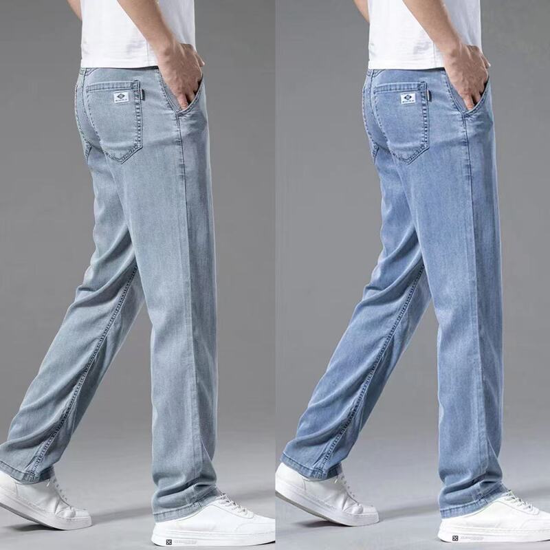 Summer Thin Foreign Trade Jeans for Men, Loose Straight Pants, 2026 New High-End Ultra-Thin Ice Silk Casual Men's Pants Summer Thin Foreign Trade Jeans for Men, Loose Straight Pants, 2026 New High-End Ultra-Thin Ice Silk Casual Men's Pants