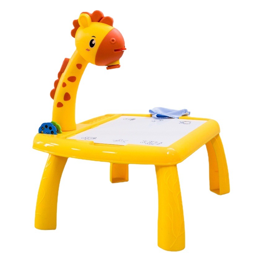 Forma de dibujos animados de mesa de pintura de proyección de ciervos multifuncional transfronteriza con sonido y luz graffiti tablero de escritura juguetes educativos para niños