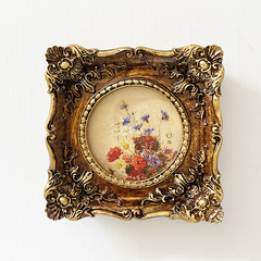 創意田園樹脂相框擺台歐式照片框復古相架雕花拍照道具臥室軟裝