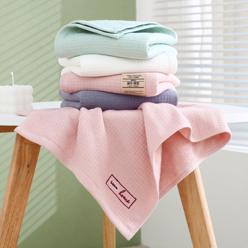 Wholesale waffle towel simple couple daily face towel thin face towel home daily cotton towel for men and women