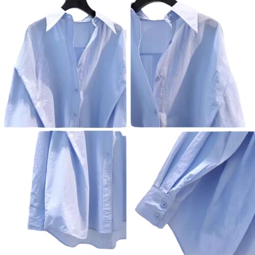 Loose Shirt Design Women's Spring Lotus Edge Long Sleeve Loose Cotton Shirt