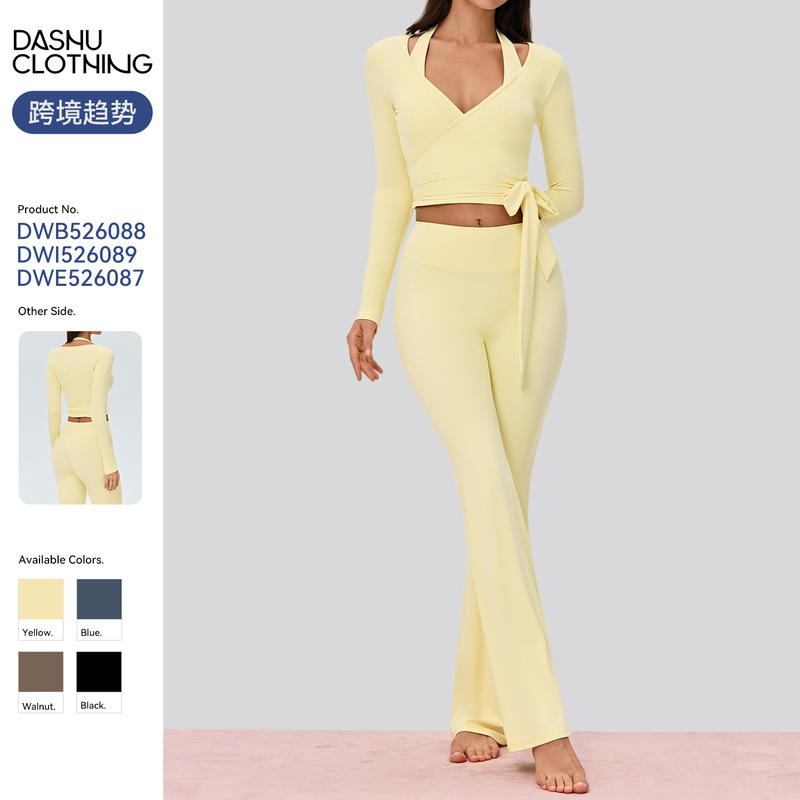 European and American cross-border women's sports suit with cross straps, slim-fit yoga outfit, high-end Pilates fitness set European and American cross-border women's sports suit with cross straps, slim-fit yoga outfit, high-end Pilates fitness set
