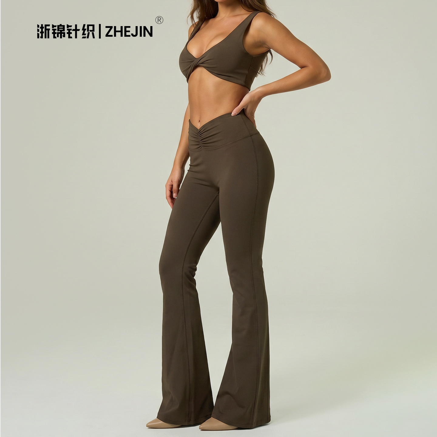 Ropa interior deportiva para exteriores, ropa de yoga, pantalones de pierna ancha, camiseta sin mangas con almohadillas para el pecho, sujetador deportivo, pantalones largos acampanados, conjunto de yoga. image 4