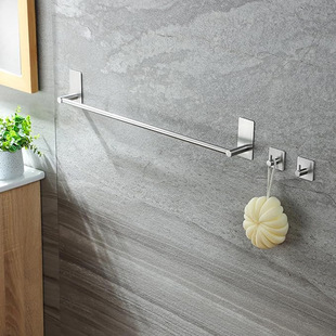 Cross-Border Towel Ring 304 Stainless Steel Towel Bar No-Drill Bath Towel Rack Load-Bearing 4kg Brushed Finish