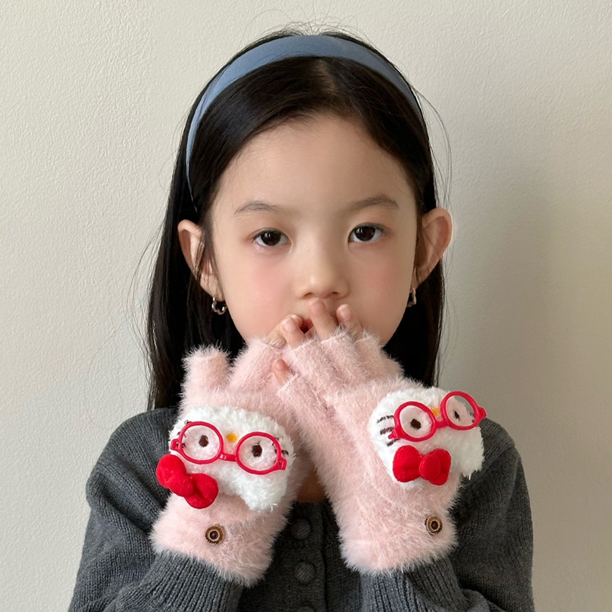 2025 nuevos guantes para niños de invierno para niñas guantes de flip adorables estudiantes de primaria calientes de escritura anticongelante