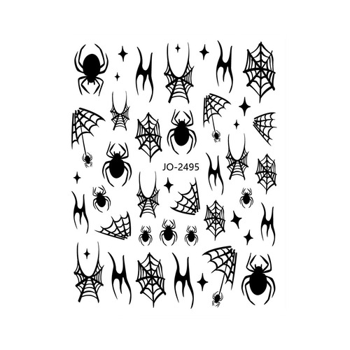 Dark Fantasy Hand-drawn Spider Nail Decal Halloween Element Skull Head Ghost Playful 3D Adhesive Nail Sticker