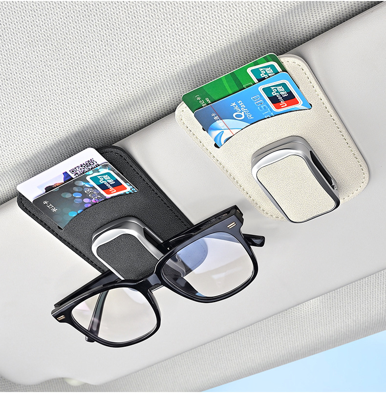 Car sun visor organizer, multi-functional car eyewear case, card holder, storage bag for cards, and document/ID holder
