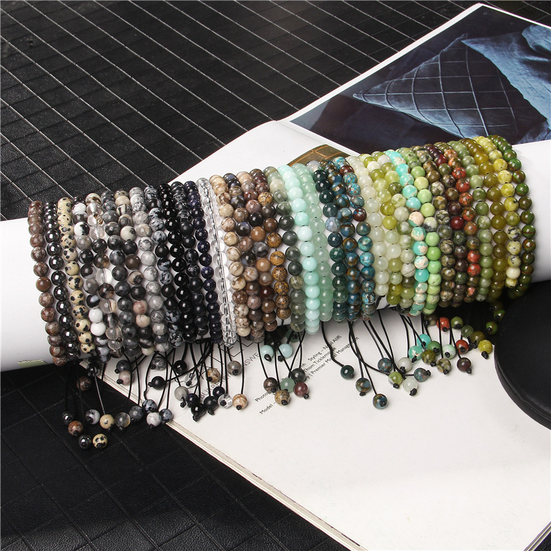 Cross-border Hot Selling 6mm Natural Stone Beads Ladies Bracelet Yoga Energy Sports Hand-woven Bracelet
