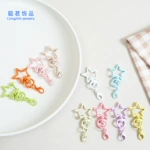 彩色烤漆五角星带小龙虾扣饰品diy配件批发锌合金旋转钥匙扣挂件