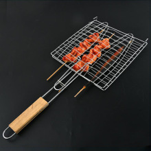 现货直销加粗电镀烤鱼夹 BBQ蔬菜烧烤网户外烧烤配件Grill basket