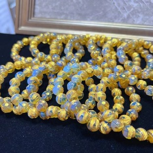 9mm Mexico Blue Po Carved Round Beads Phoenix Dance Nine Days Bracelet Beautiful Phoenix Carved Beads Gold-plated Craft