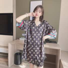 抖音爆款春夏季冰丝高级感女士睡裙子家居服网红开衫