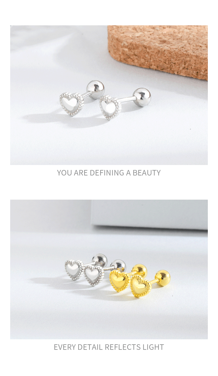 1 Pair Simple Style Heart Shape Plating Sterling Silver Ear Studs display picture 1