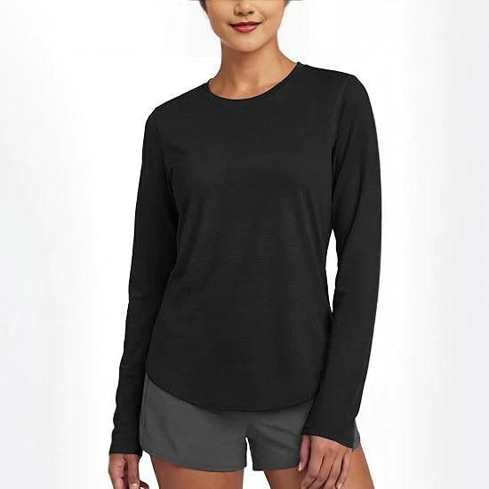 2026 Summer Women's Ice Silk Sun Protection Sports Long Sleeve Uv Protection Loose Breathable Running Yoga Wear Fitness Long Sleeve