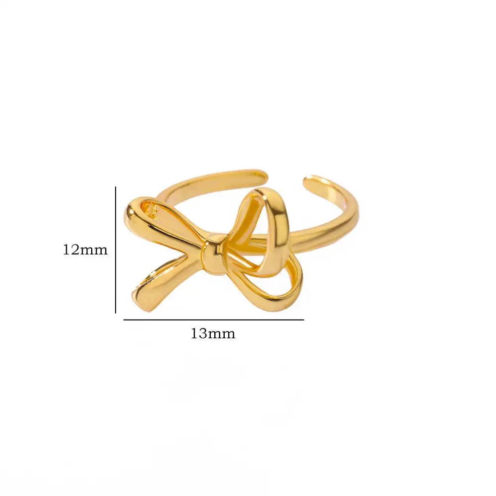 5g Weight 0.03µm-0.05µm Gold Plating Thickness PVD Coated Gold Plating Process 18K Real Gold Plated Plating Material Stone-Free Inlay Material Open Rings Classification 1 Piece Quantity Holiday, Daily Occasion 304 Stainless Steel Material Bow Knot Pattern All Seasons Season Women's Gender Vacation, Simple Style Style Waterproof Non Tarnish Craft PVD Coated Real Gold Plated Bow Knot 304 Stainless Steel Vacation Simple Style Waterproof Non Tarnish Open Rings 14