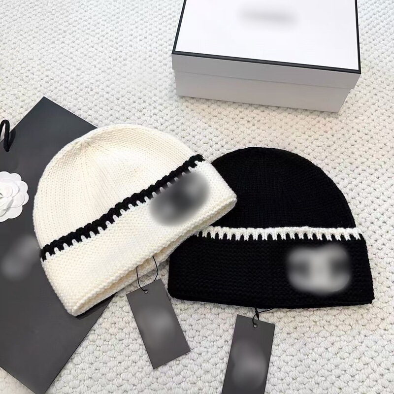 One-Piece Drop-Shipping Small Chanel-Style Autumn and Winter Warm Hat, Lamb Wool Knitted Hat, Woolen Hat for Men and Women, Couple's Warm Knitted Hat