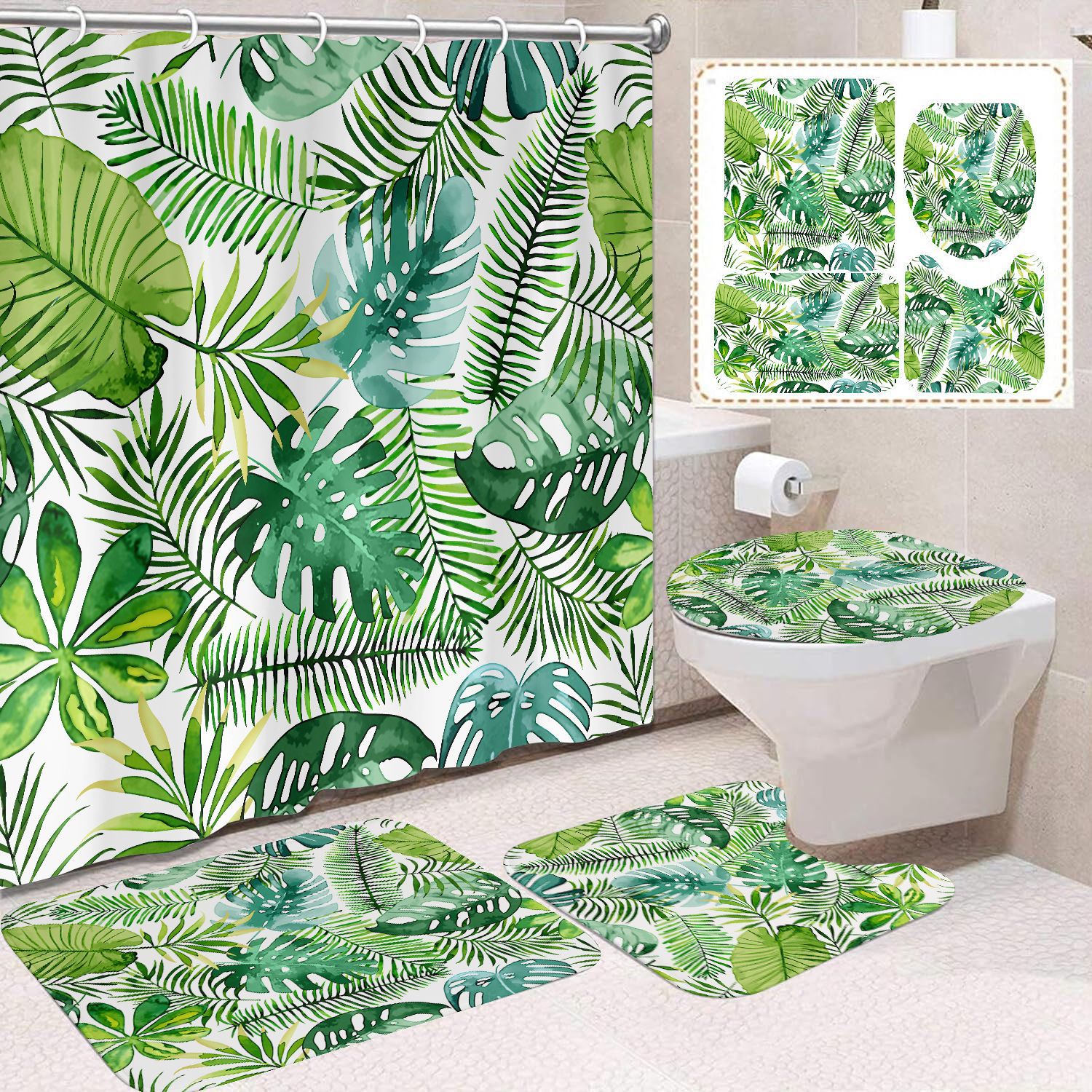 Cortina de ducha de poliéster con estampado digital de animales, impermeable, creativa, para baño, de Amazon, transfronteriza