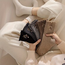 R 19975 Embroidered flower ruffle socks ����С��ľ���߶Ѷ���