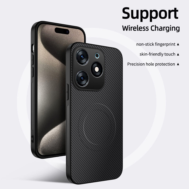 INFINIX HOT60PRO+ 携帯電話ケースに適した新しいカーボンファイバーパターン POVA 7ultra 磁気吸引ケース|undefined
