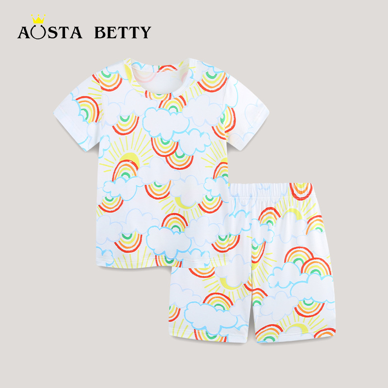 25 verano nuevo estilo niño ropa a domicilio de manga corta de dos piezas estilo europeo y americano moda casual niños traje de una pieza