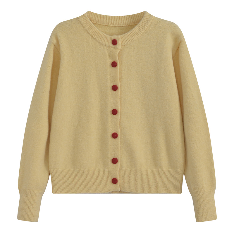 2025 primavera nueva reducción de envejecimiento suelta suave pegajosa con cardigan de punto de mujer suéter de aire suave blusa de adelgazamiento image 13