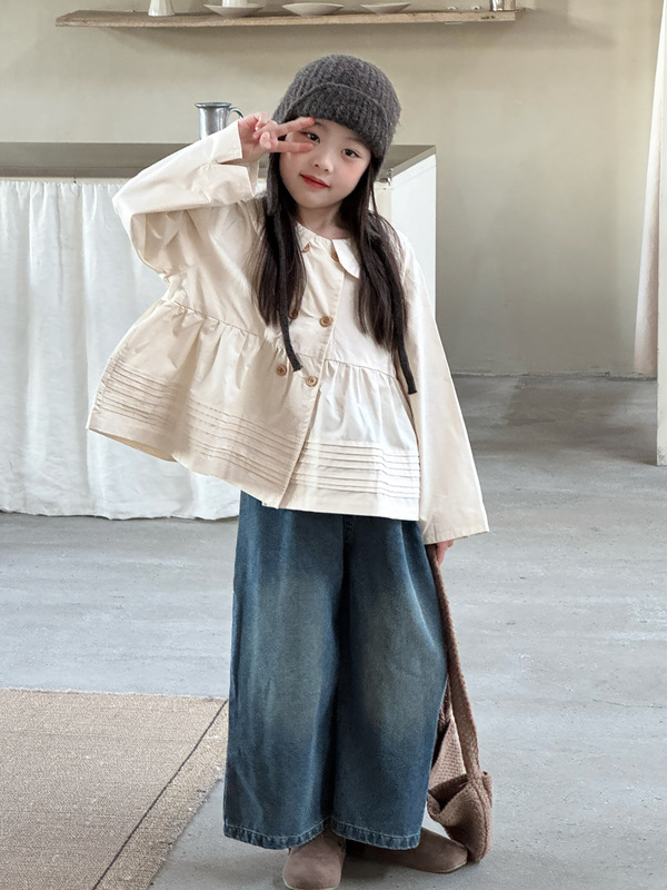 2025秋季新款童装女童娃娃领泡泡袖衬衫外套儿童宝宝灯笼袖娃娃衫|undefined