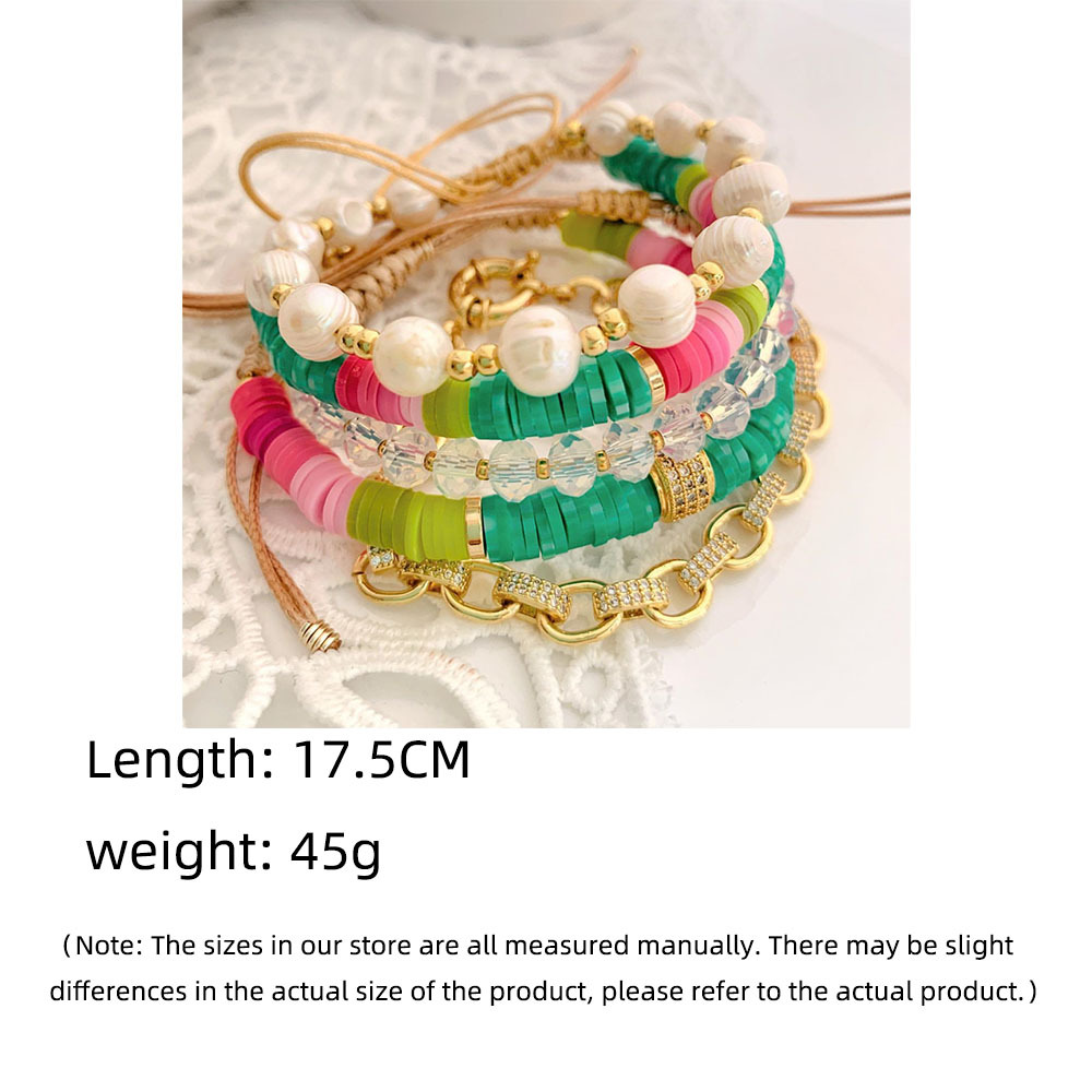 10g Weight Drawstring Bracelets Classification Copper Chain Material Elegant Simple Style Geometric Freshwater Pearl Soft Clay Copper Knitting Women's Drawstring Bracelets
