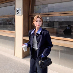 小香风粗花呢假两件格子短款外套女春秋2025新款高级松弛感慵懒风