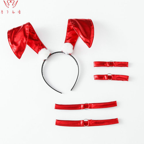 Whispering under the moon sexy underwear hollow binding SM three-point passion suit teasing bunny girl uniform temptation