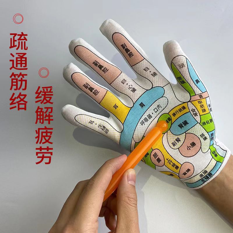 Guantes de acupuntura chinos área refleja masaje de manos terapia de mano Meridiana Diagrama de cultura Medicina Tradicional China acondicionamiento para hombres y mujeres
