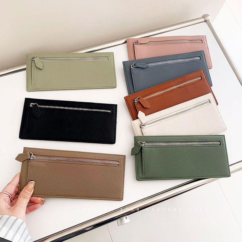 2024INS wallet card holder integrated genuine leather texture wallet multi-card position fashion Japanese zipper coin purse wholesale
