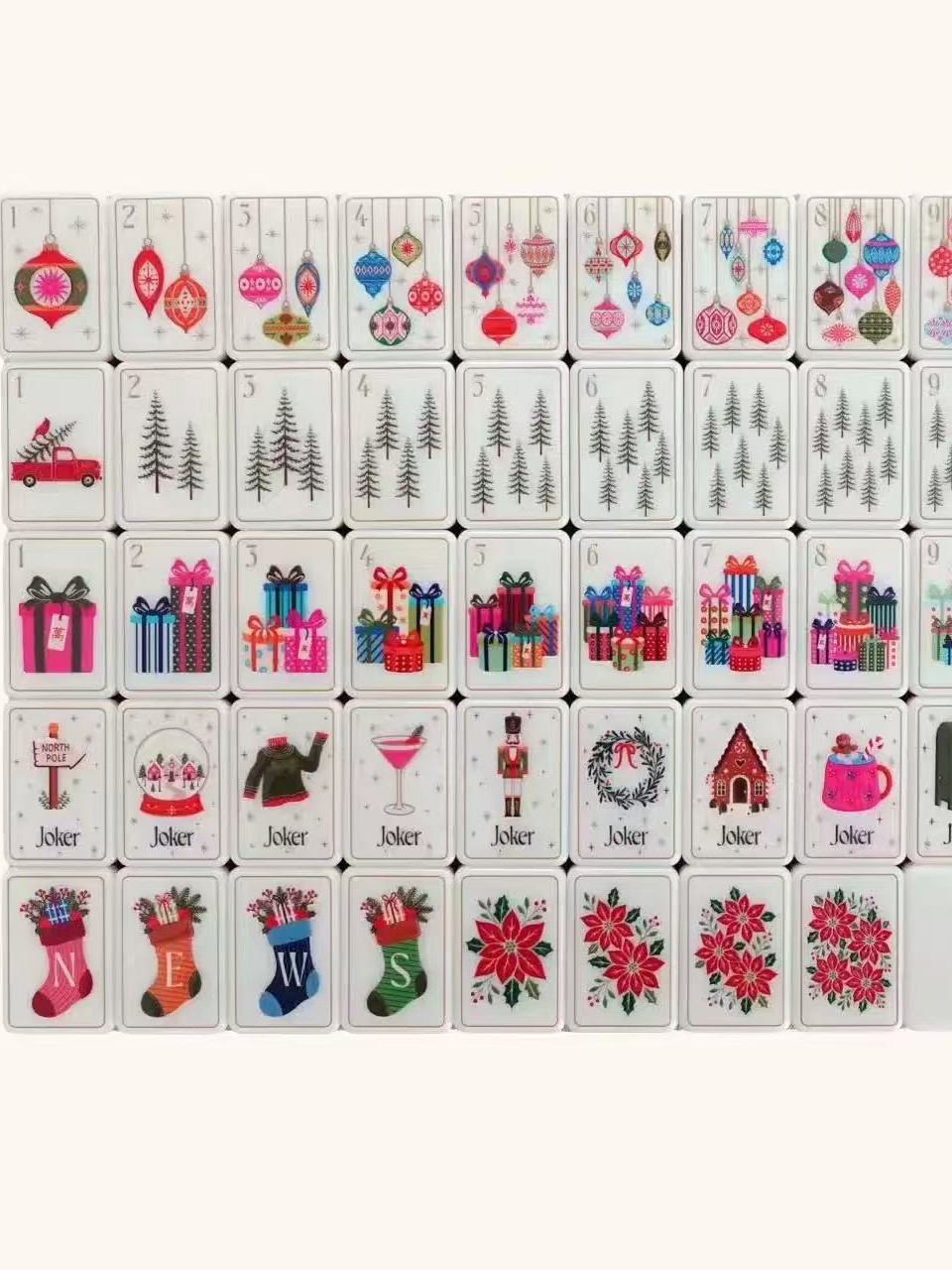 American Mahjong cross-border manufacturer wholesale, golden Christmas mahjong, hand-painted mahjong, mahjong tiles
