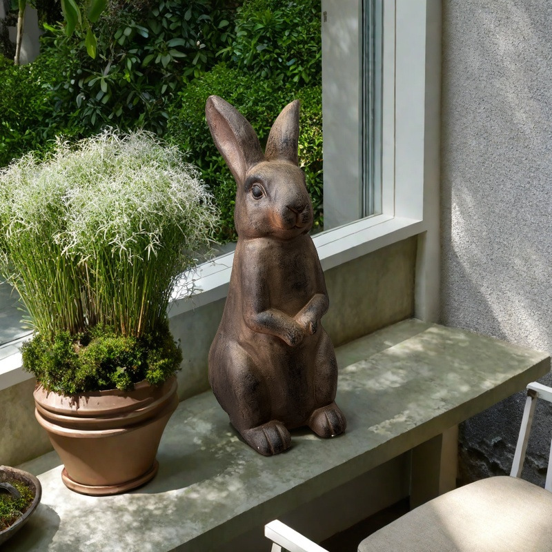 Amazon Cross-Border Best-Selling Decorative Ornaments in Europe and America, Made of Magnesium Oxide with a Rust-Colored Vintage Finish, Garden Rabbit Statue