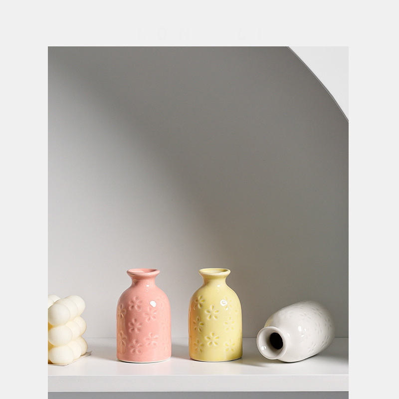 Ceramic small vase ins style simple modern high-value high-grade high-grade dried flower flower arrangement living room decorative ornaments