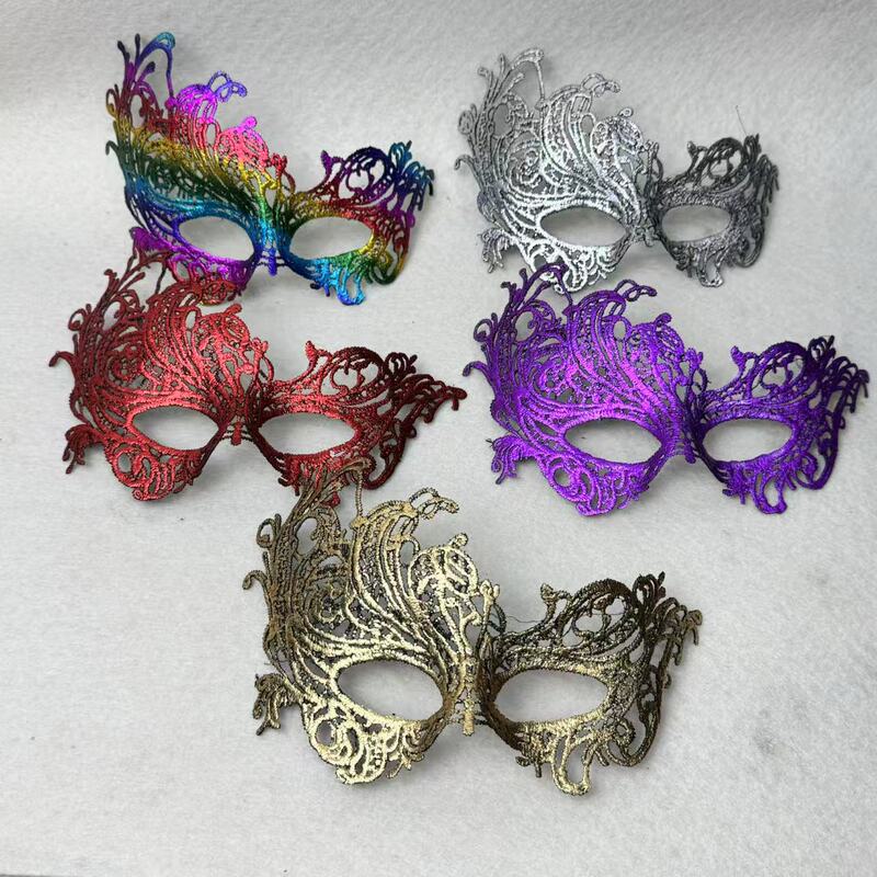 Cross-Border Exclusive Lace Eye Mask Party Half-Face Shaping Gold and Silver Thread Masquerade Halloween Mask Phoenix Fashion