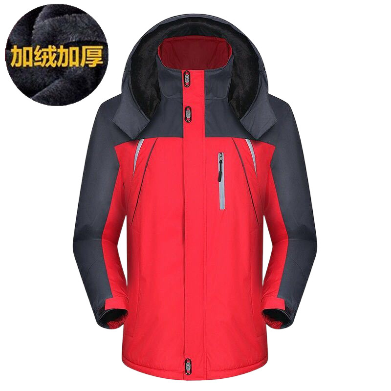 Ropa de asalto al aire libre para hombres con terciopelo grueso invierno abrigo de algodón impermeable a prueba de viento ventilable chaqueta de algodón de montaña de gran tamaño