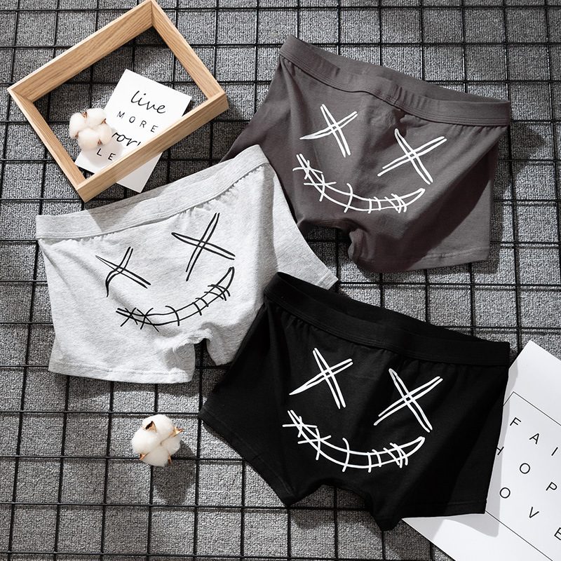 Dropshipping Men's Underwear Pure Cotton Boxer Briefs Autumn Breathable Youth Cartoon Cute Boxer Briefs Trendy Shorts