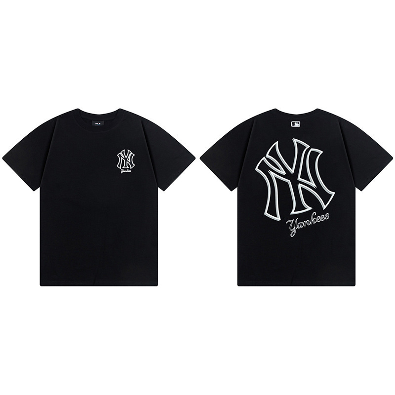 韓国新作MLBバックロゴ大プリントNY半袖Tシャツ男女兼用刺繍カジュアル半袖|undefined