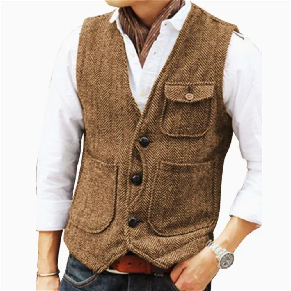 Внешняя торговля Мужской жилет с узором в елочку мужской деловой официальный костюм жилет европейский и американский стандартный размер