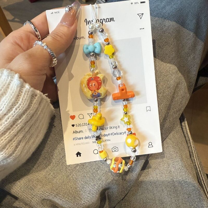 Cartoon Star Man Mobile Phone Pendant, Cute Beaded Mobile Phone Chain, Niche Design Bag Pendant, Versatile Key Buckle