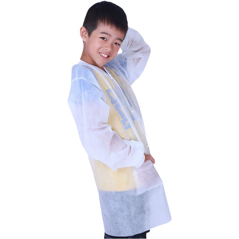Одноразовое детское лабораторное пальто нетканый изоляционный детская рабочая одежда с длинными рукавами, защитная одежда, белое пальто, длинное нетканое